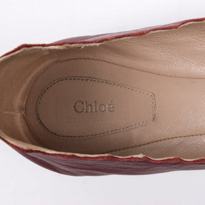 Chloe – Ballerinas aus Leder mit Wellenkante in Burgunderrot, Größe 38