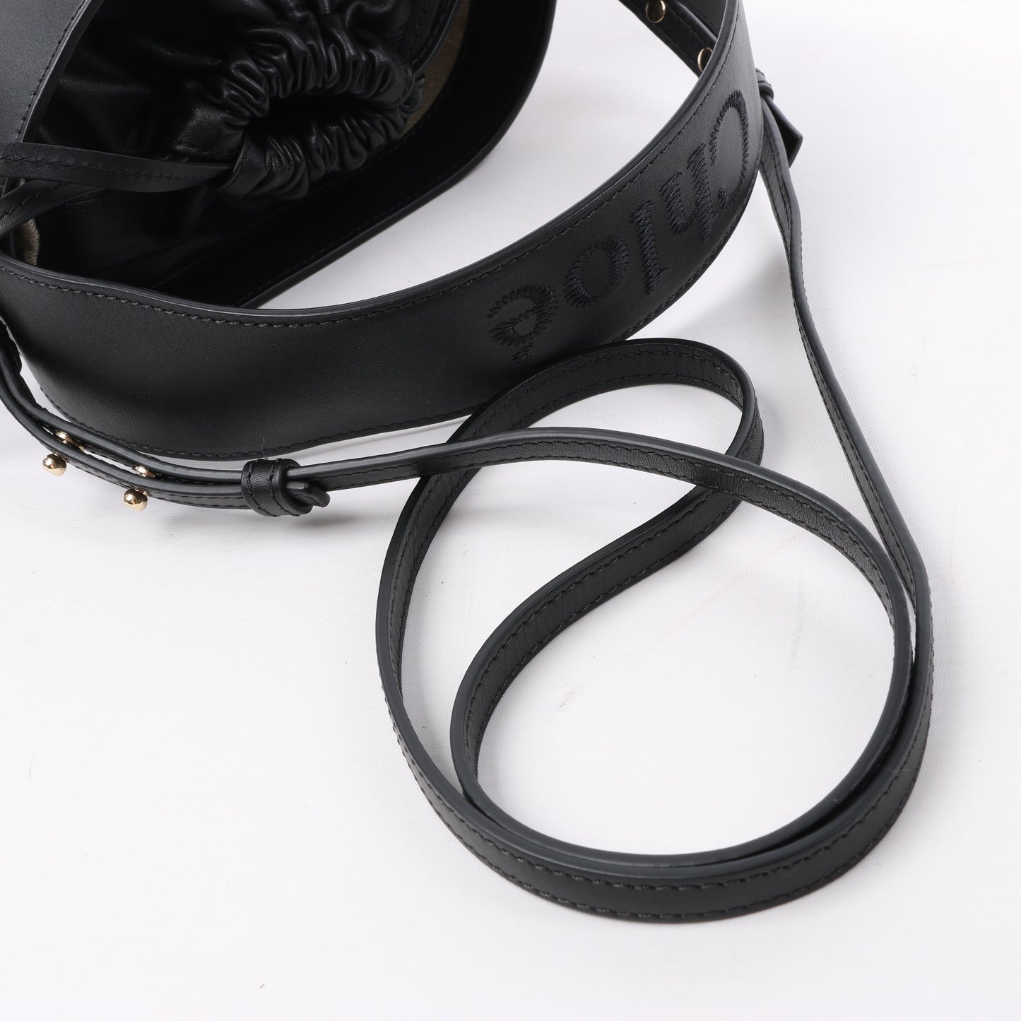 Chloe Sense Buckets Leather 2Way Handbag in Black