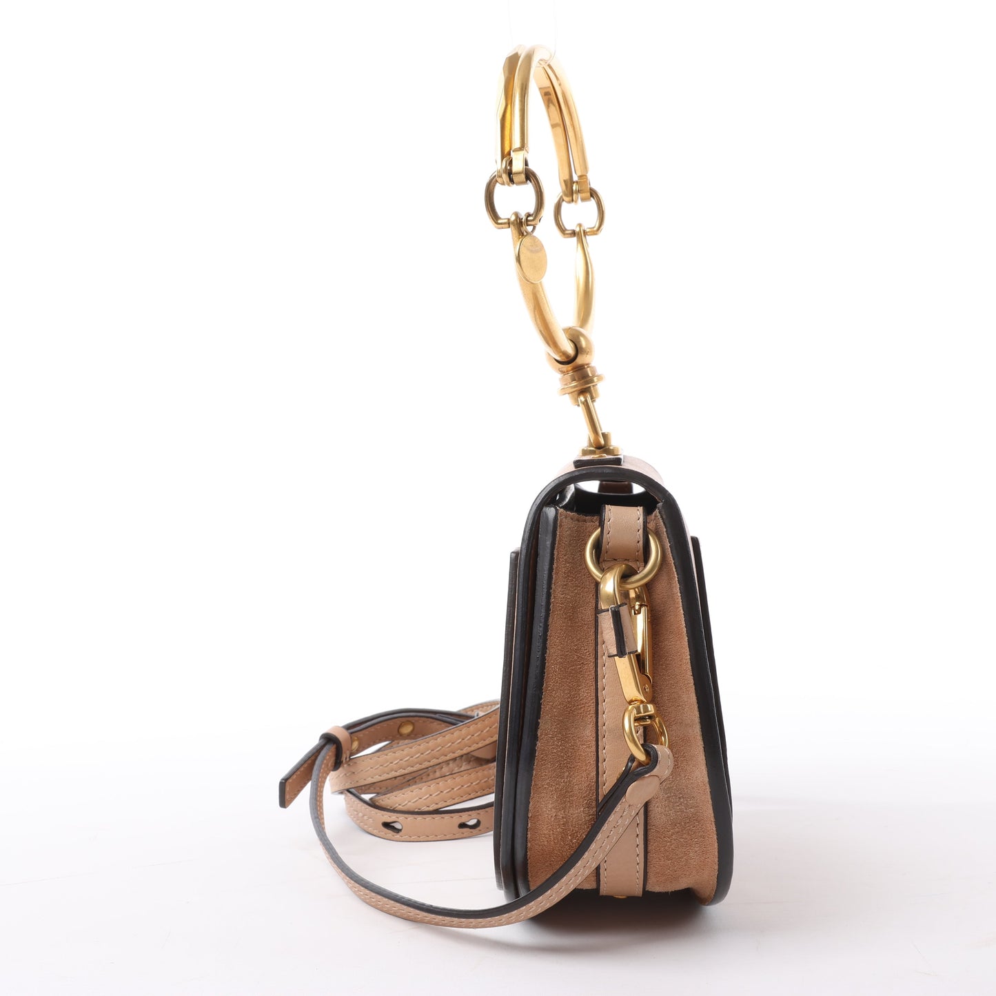 CHLOE – Kleine 2-Wege-Umhängetasche „Nile Bracelet“ aus beigefarbenem Leder