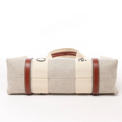 CHLOE Woody Medium Tote-Umhängetasche aus Canvas und Leder in Braun