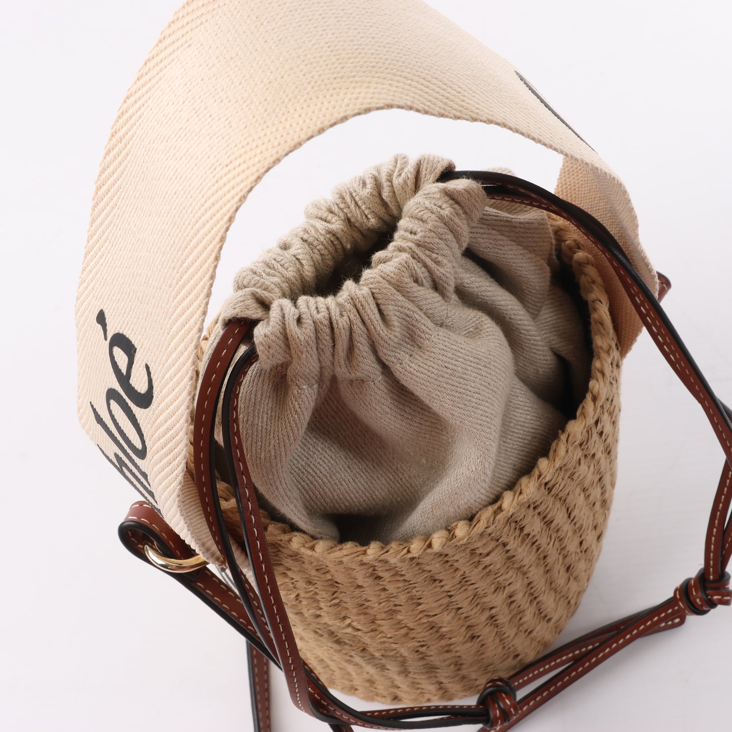 Chloe Woody Small Buckets Papier 2Way Shoulder Bag in Beige