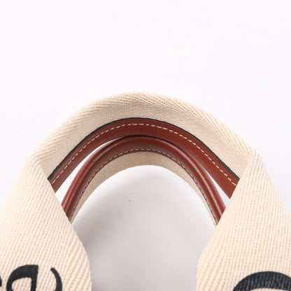 Chloé Woody Kleine 2-Wege-Handtasche aus Canvas und Leder in Beige x Braun