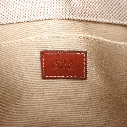 Chloé Woody Kleine 2-Wege-Handtasche aus Canvas und Leder in Beige x Braun