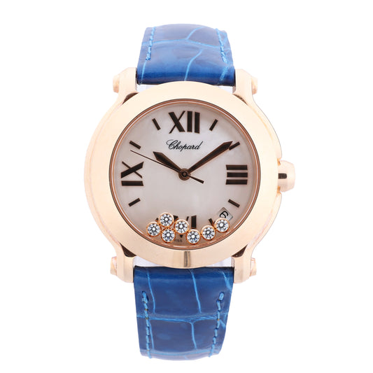 Chopard Happy Sport 277471-5001 Leder x RG QZ Uhr mit silbernem Zifferblatt
