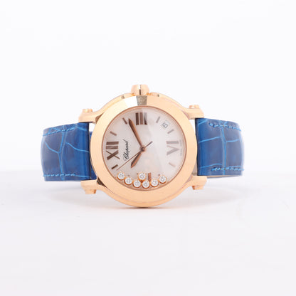 Chopard Happy Sport 277471-5001 Leder x RG QZ Uhr mit silbernem Zifferblatt
