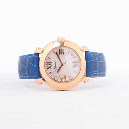 Chopard Happy Sport 277471-5001 Leder x RG QZ Uhr mit silbernem Zifferblatt