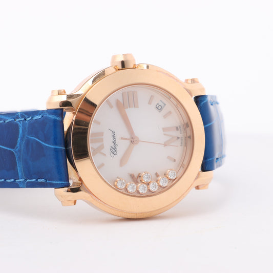 Chopard Happy Sport 277471-5001 Leder x RG QZ Uhr mit silbernem Zifferblatt