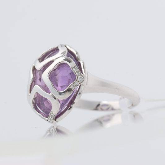 Chopard Imperiale Cocktailring aus 18 Karat Weißgold mit Amethyst und Diamanten, Größe 51 EU