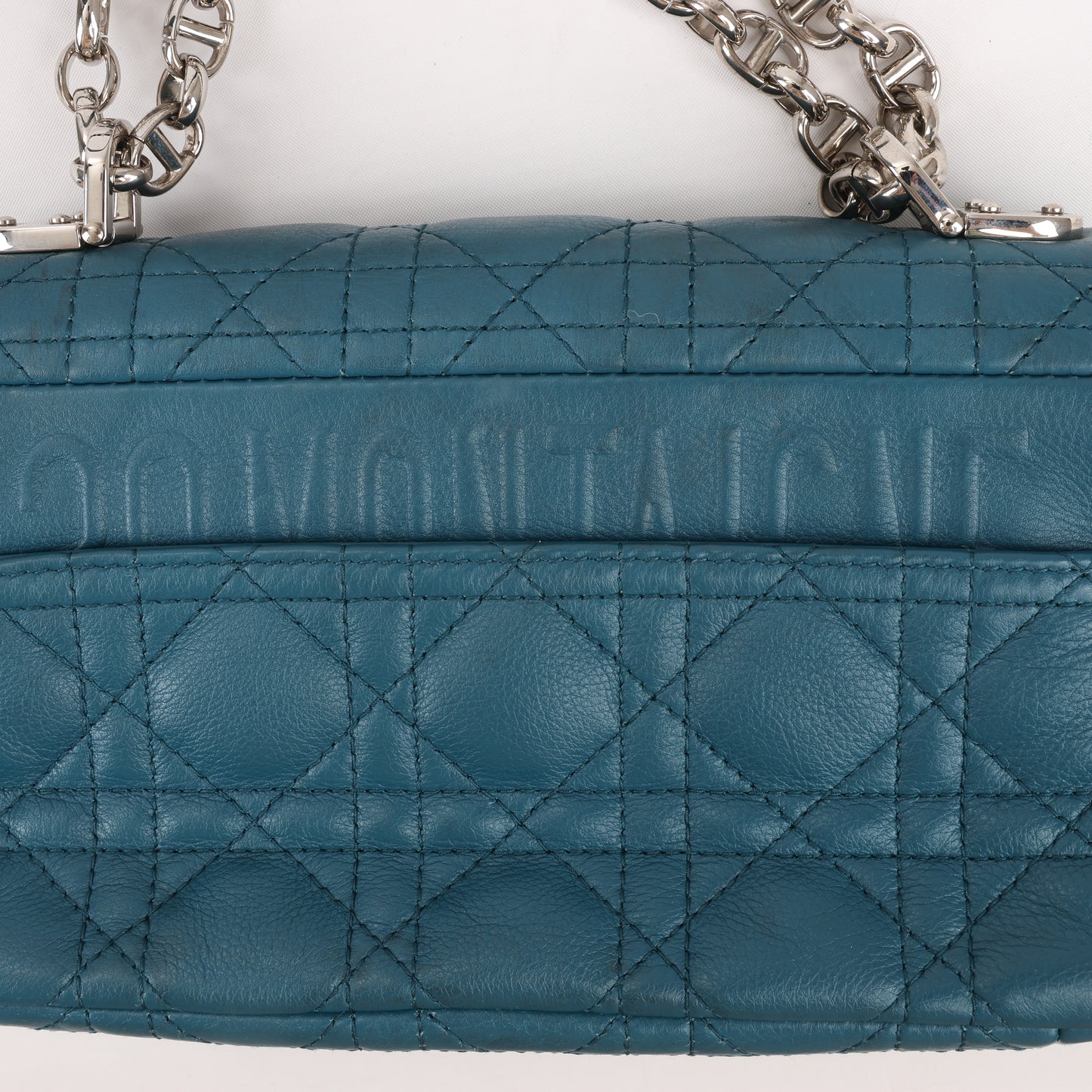 Christian Dior – Caro – Schultertasche aus blauem Leder mit Kettenriemen