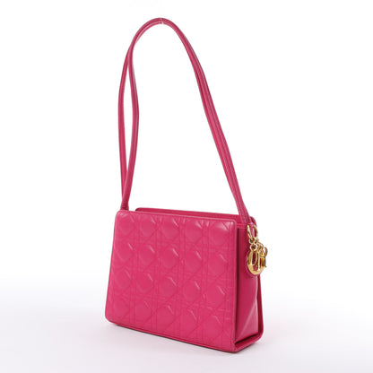 Christian Dior Vintage Cannage Leather Shoulder Bag in Pink
