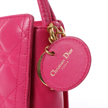 Christian Dior Vintage Cannage Leather Shoulder Bag in Pink