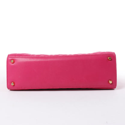 Christian Dior Vintage Cannage Leather Shoulder Bag in Pink