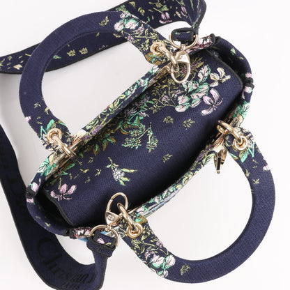 Christian Dior Lady D-Lite Canvas D-Constellation Embroidered Medium 2Way Handbag in Multicolor