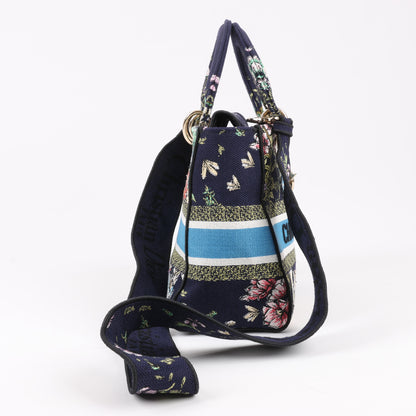 Christian Dior Lady D-Lite Canvas D-Constellation bestickte mittelgroße 2-Wege-Handtasche in Mehrfarbig