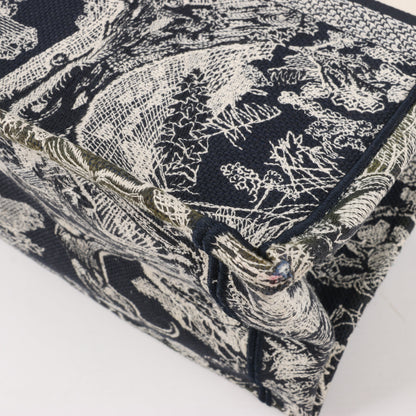 Christian Dior Toile Doo JUY Embroidery Book Große Canvas-Tragetasche in Marineblau