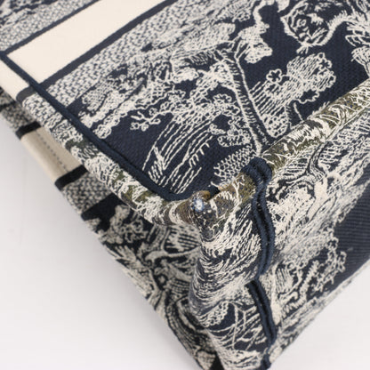 Christian Dior Toile Doo JUY Embroidery Book Große Canvas-Tragetasche in Marineblau