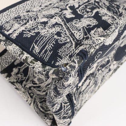 Christian Dior Toile Doo JUY Embroidery Book Große Canvas-Tragetasche in Marineblau