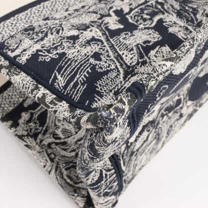 Christian Dior Toile Doo JUY Embroidery Book Große Canvas-Tragetasche in Marineblau