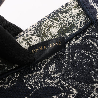 Christian Dior Toile Doo JUY Embroidery Book Große Canvas-Tragetasche in Marineblau