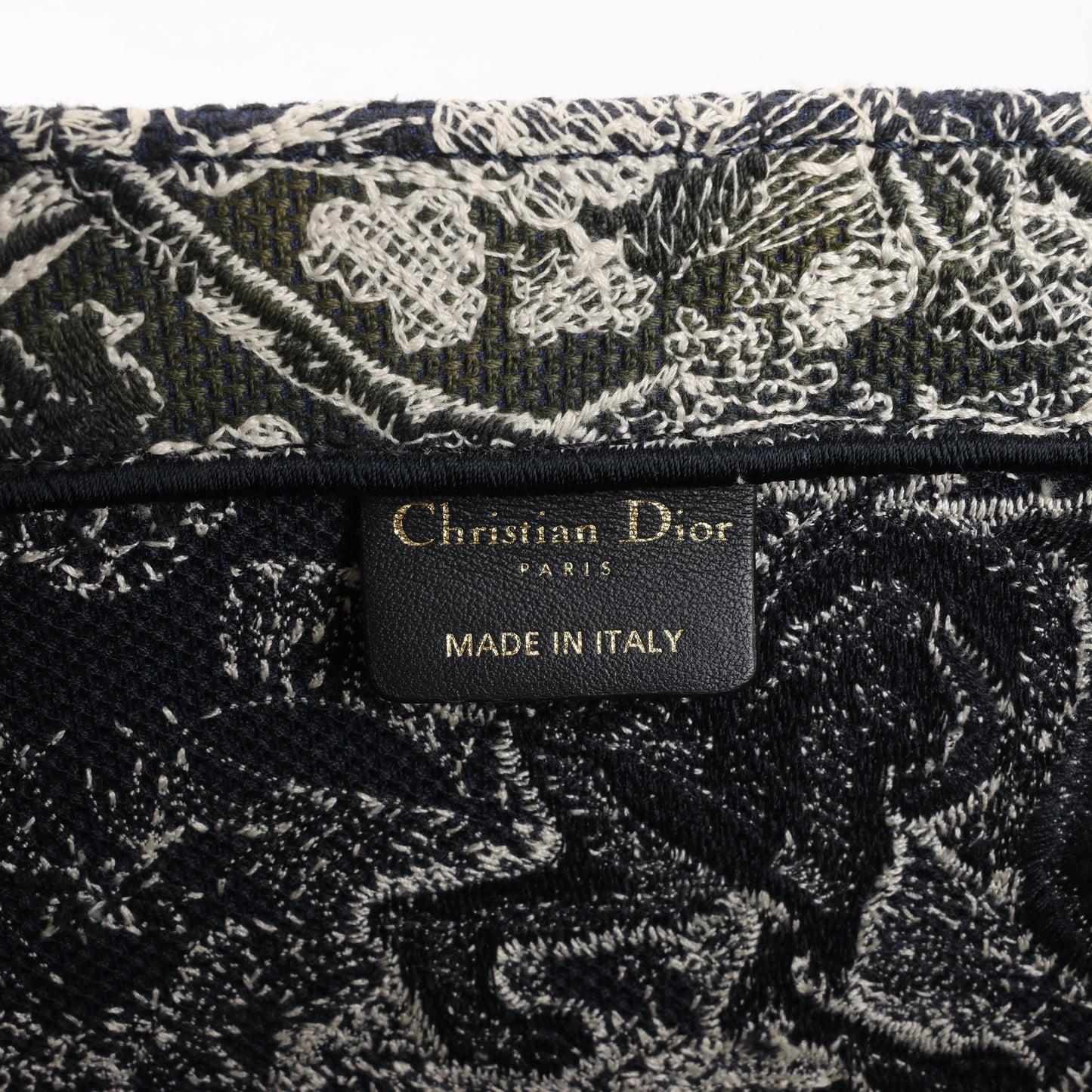Christian Dior Toile Doo JUY Embroidery Book Große Canvas-Tragetasche in Marineblau