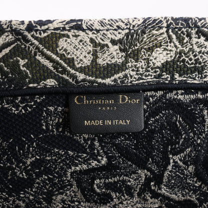Christian Dior Toile Doo JUY Embroidery Book Große Canvas-Tragetasche in Marineblau