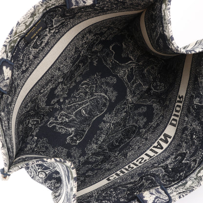 Christian Dior Toile Doo JUY Embroidery Book Große Canvas-Tragetasche in Marineblau