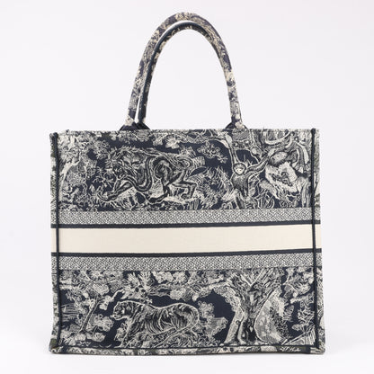 Christian Dior Toile Doo JUY Embroidery Book Große Canvas-Tragetasche in Marineblau