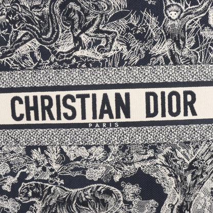 Christian Dior Toile Doo JUY Embroidery Book Große Canvas-Tragetasche in Marineblau