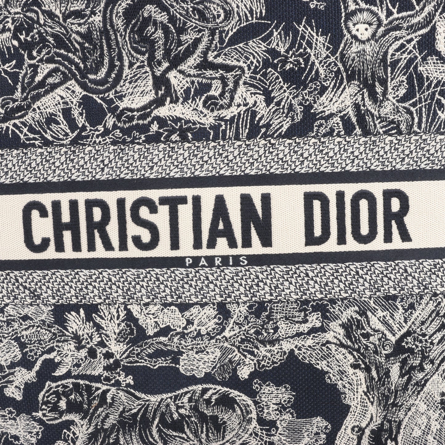 Christian Dior Toile Doo JUY Embroidery Book Große Canvas-Tragetasche in Marineblau