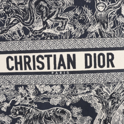 Christian Dior Toile Doo JUY Embroidery Book Große Canvas-Tragetasche in Marineblau