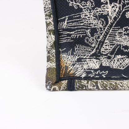 Christian Dior Toile Doo JUY Embroidery Book Große Canvas-Tragetasche in Marineblau
