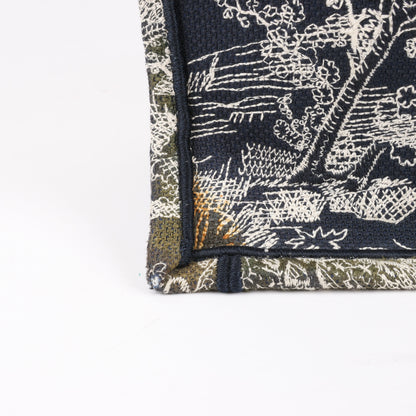 Christian Dior Toile Doo JUY Embroidery Book Große Canvas-Tragetasche in Marineblau