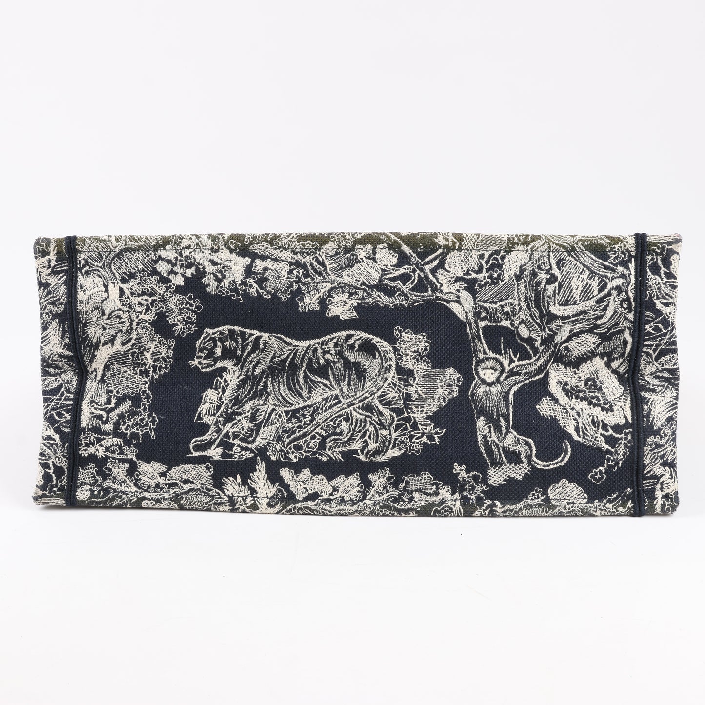 Christian Dior Toile Doo JUY Embroidery Book Große Canvas-Tragetasche in Marineblau