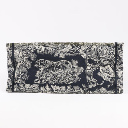 Christian Dior Toile Doo JUY Embroidery Book Große Canvas-Tragetasche in Marineblau