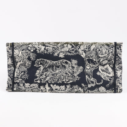 Christian Dior Toile Doo JUY Embroidery Book Große Canvas-Tragetasche in Marineblau