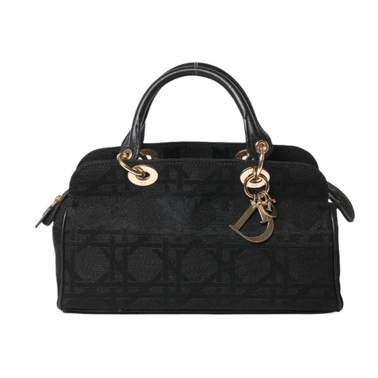 Christian Dior – Macros Cannage Coating Canvas-Handtasche in Schwarz