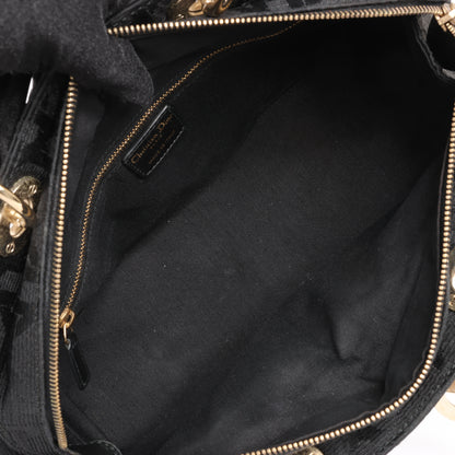 Christian Dior Macros Cannage Coating Canvas Handbag in Black