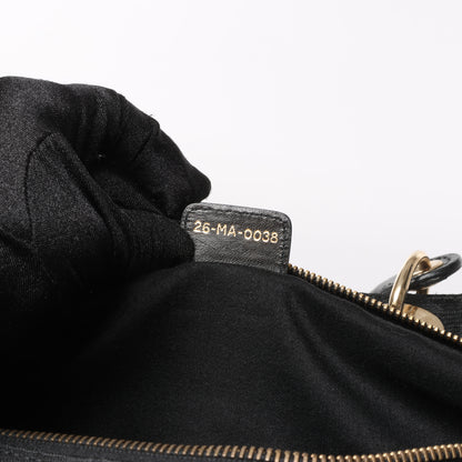Christian Dior Macros Cannage Coating Canvas Handbag in Black
