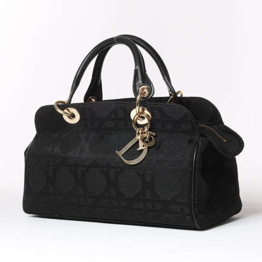 Christian Dior – Macros Cannage Coating Canvas-Handtasche in Schwarz