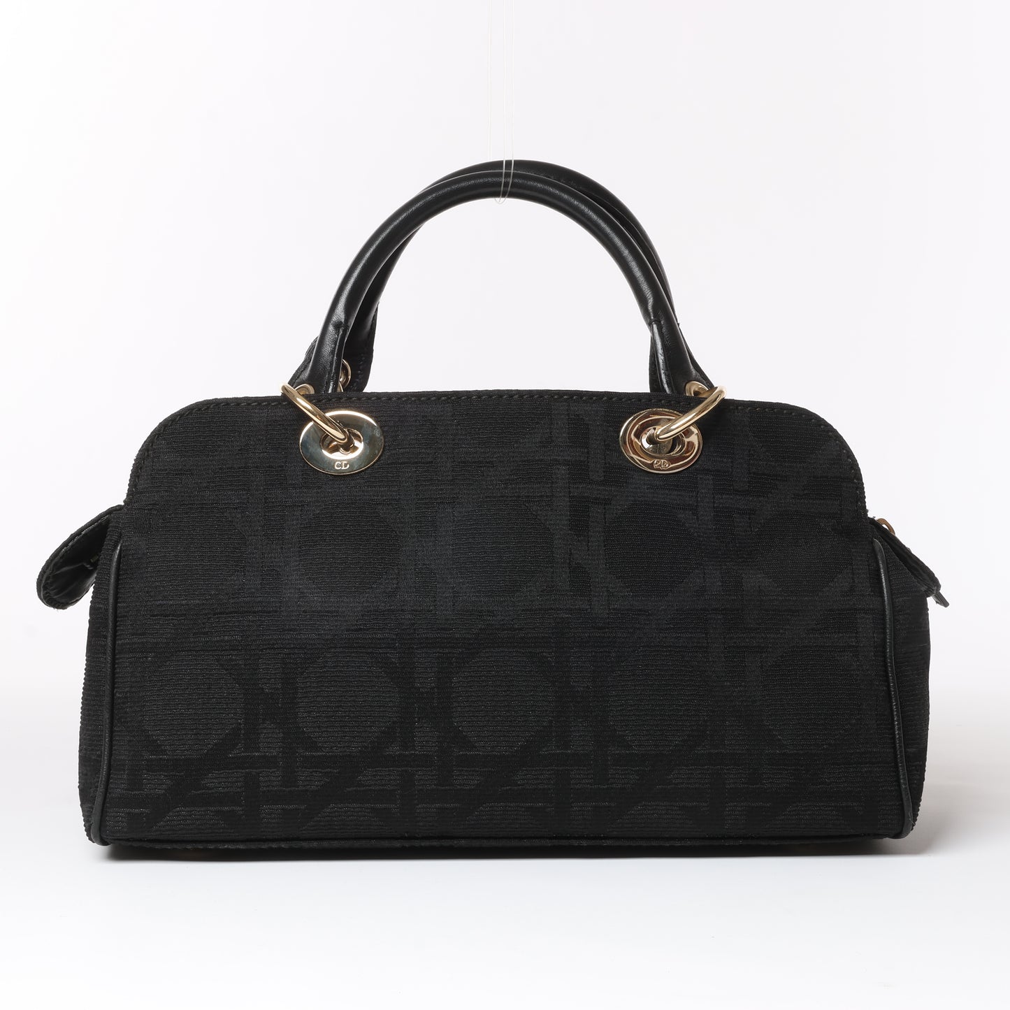 Christian Dior Macros Cannage Coating Canvas Handbag in Black
