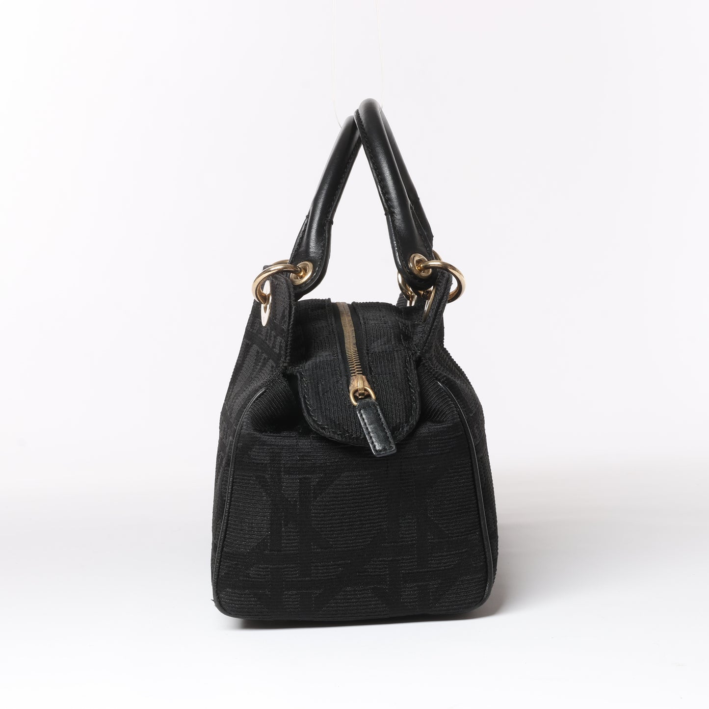 Christian Dior Macros Cannage Coating Canvas Handbag in Black