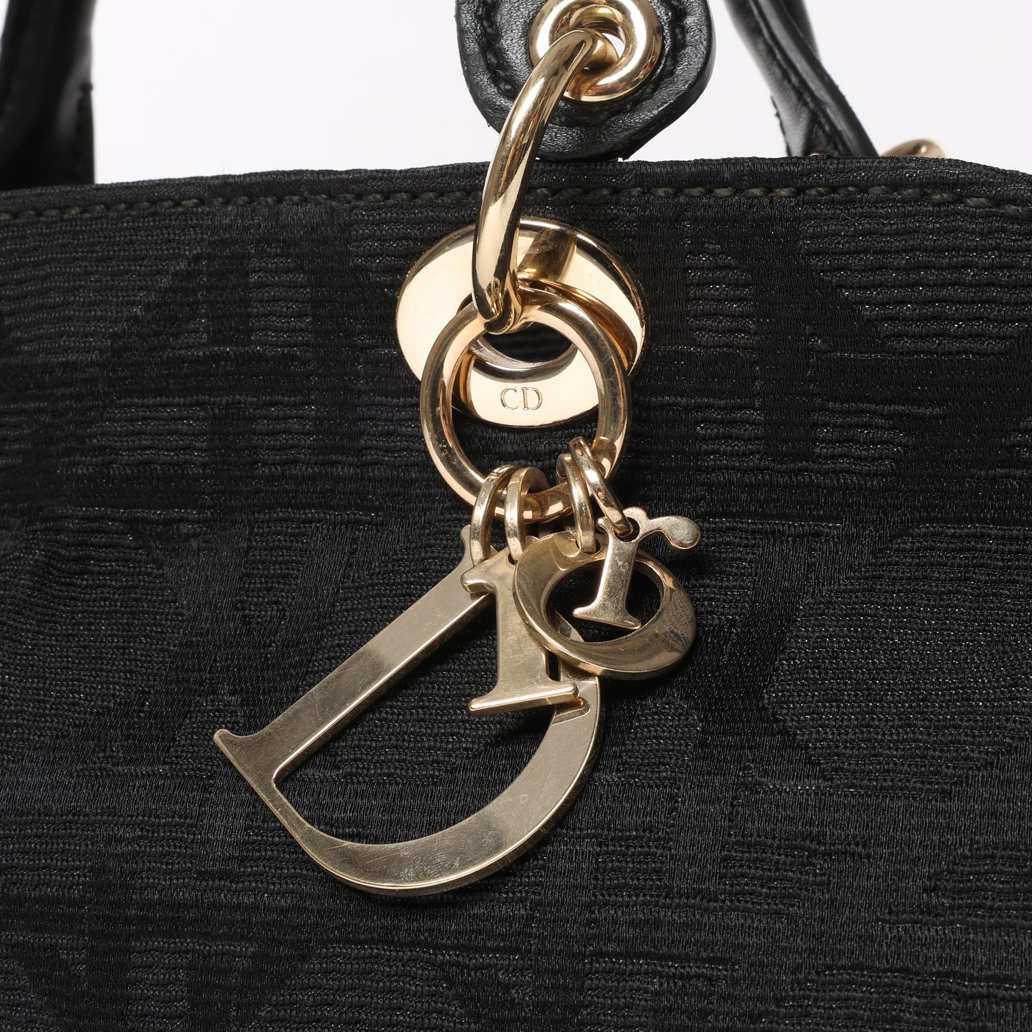 Christian Dior Macros Cannage Coating Canvas Handbag in Black