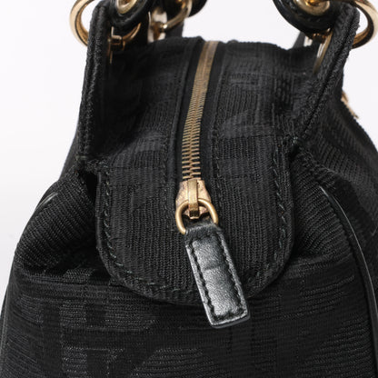 Christian Dior Macros Cannage Coating Canvas Handbag in Black