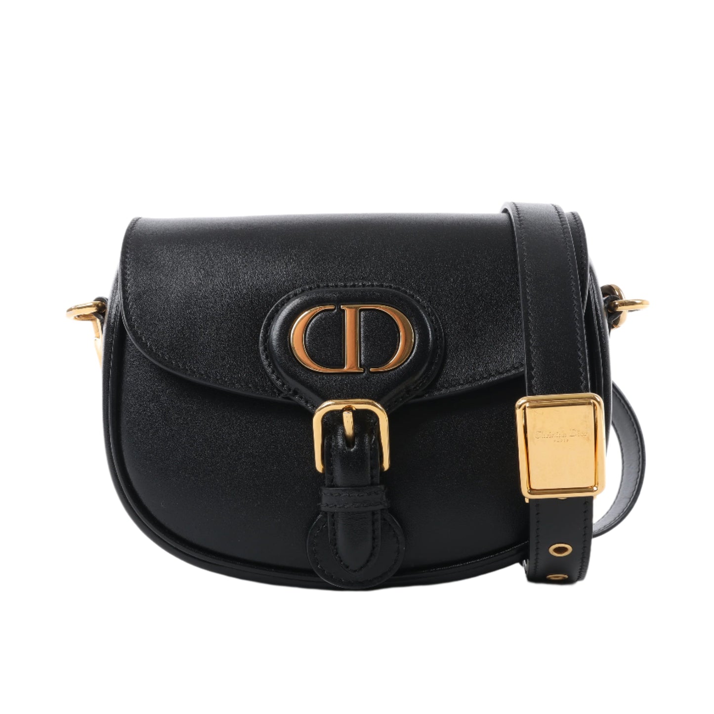 Petit sac bandoulière à rabat en cuir de veau Christian Dior Bobby noir