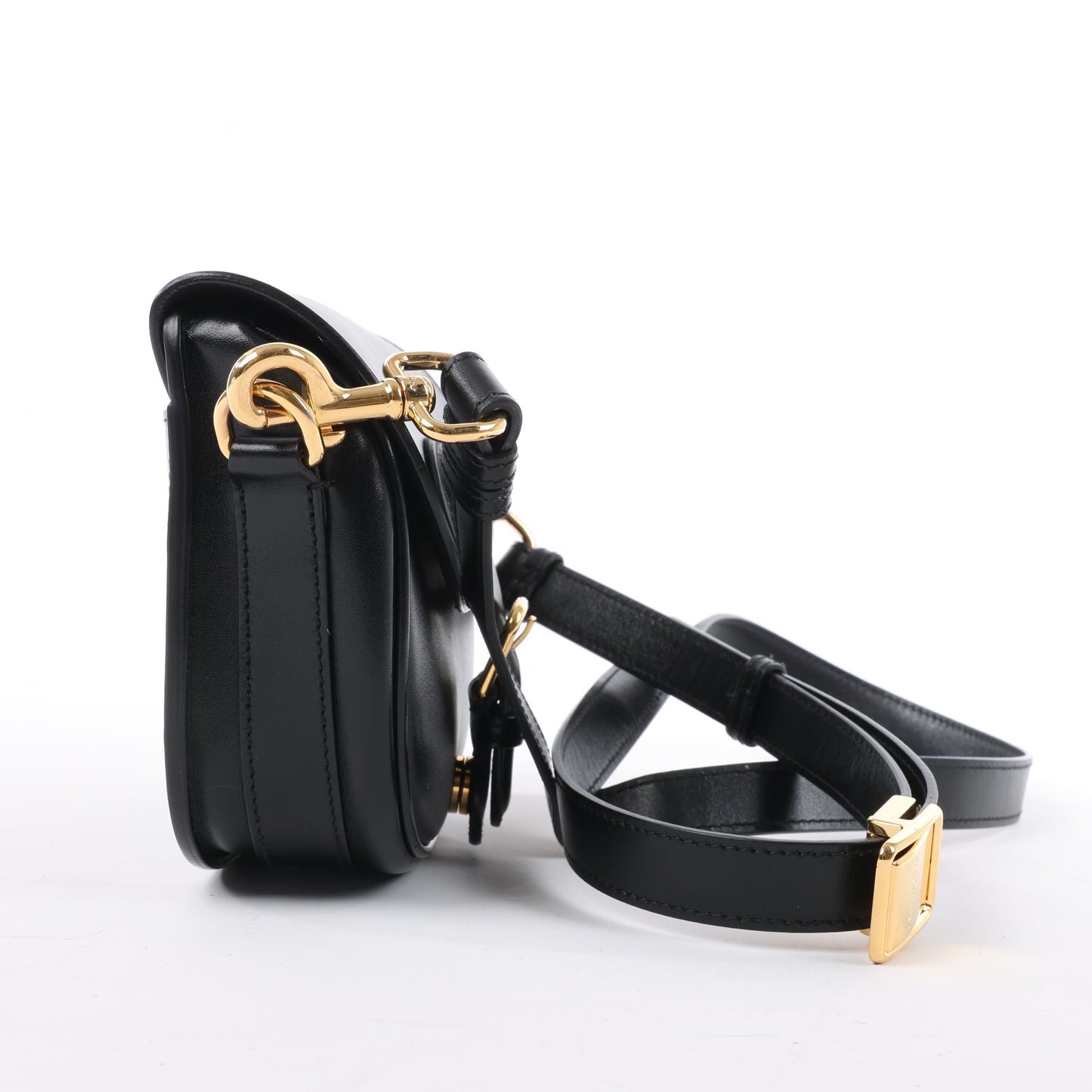 Petit sac bandoulière à rabat en cuir de veau Christian Dior Bobby noir