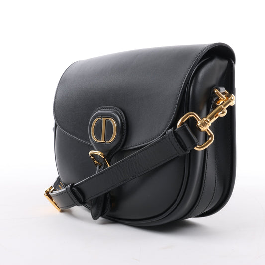 Christian Dior – Bobby – Mittlere Umhängetasche aus Kalbsleder mit Klappe in Schwarz