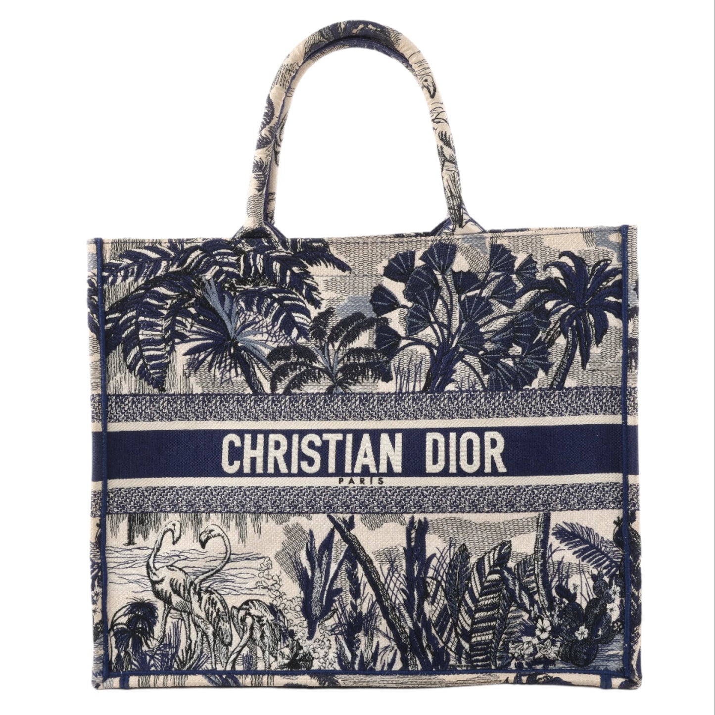 Christian Dior Book Tote, große Canvas-Tragetasche in Marineblau