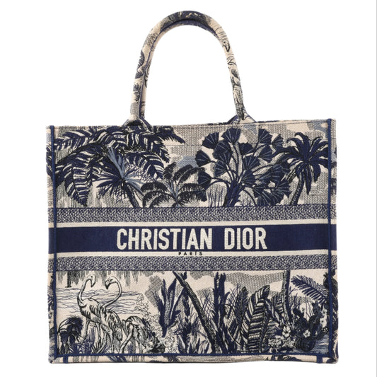 Christian Dior Book Tote, große Canvas-Tragetasche in Marineblau