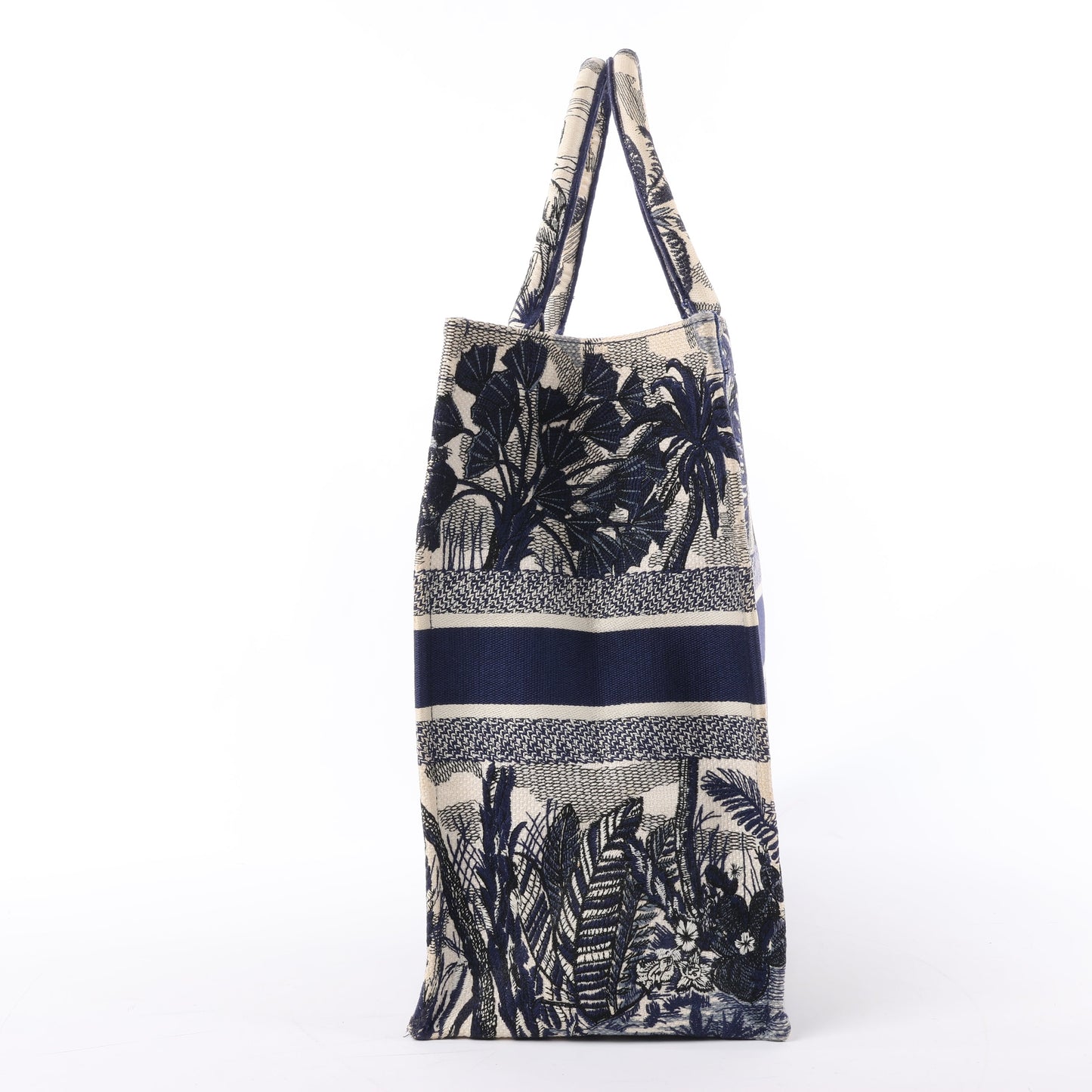 Christian Dior Book Tote, große Canvas-Tragetasche in Marineblau