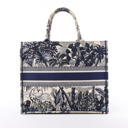 Christian Dior Book Tote, große Canvas-Tragetasche in Marineblau
